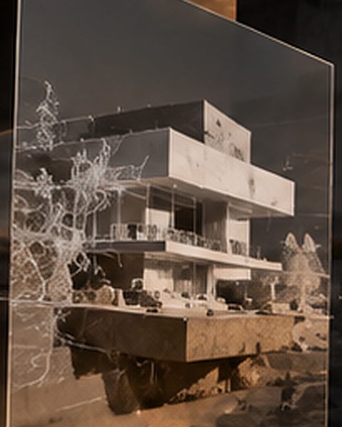 White massing model of the same house