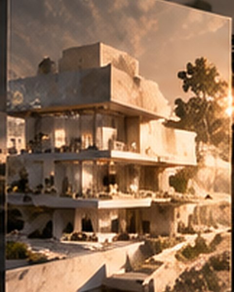 Rendered house in warm evening light